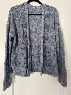 GAP Open-Front Heathered Blue Cardigan